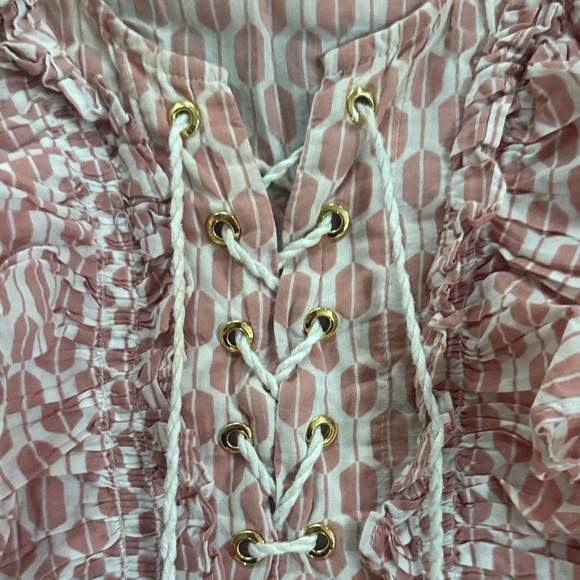 Kate Spade Pink Patterned Ruffle Blouse - Picture 7 of 8